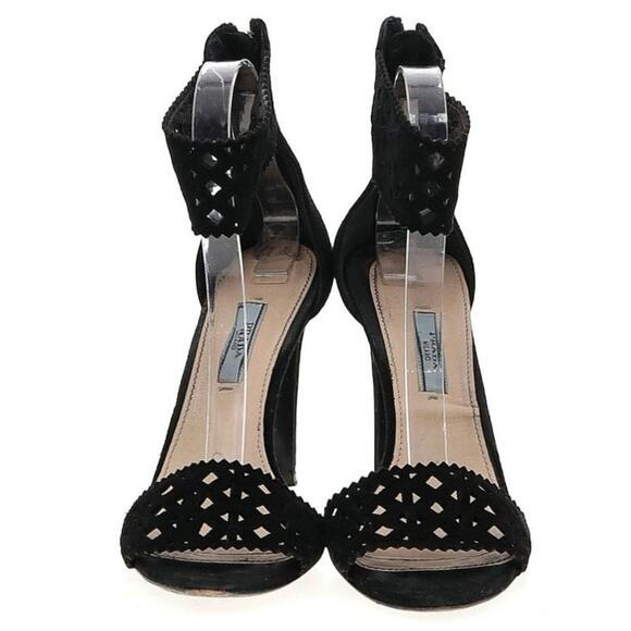 Prada Camoscio Suede Laser Cut Heels - Picture 2 of 10